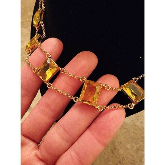 Vintage Monet choker necklace citrine gemstones - Picture 2 of 5